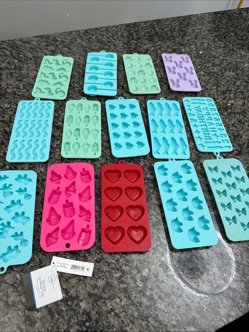 Silicone Candy & Ice Mold Set — Assorted 14 molds hearts lollipop butterfly